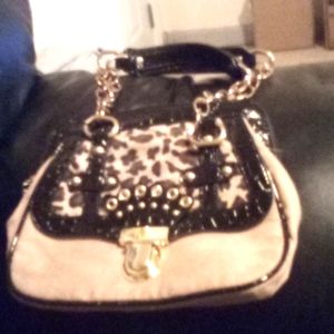 Suede animal print handbag